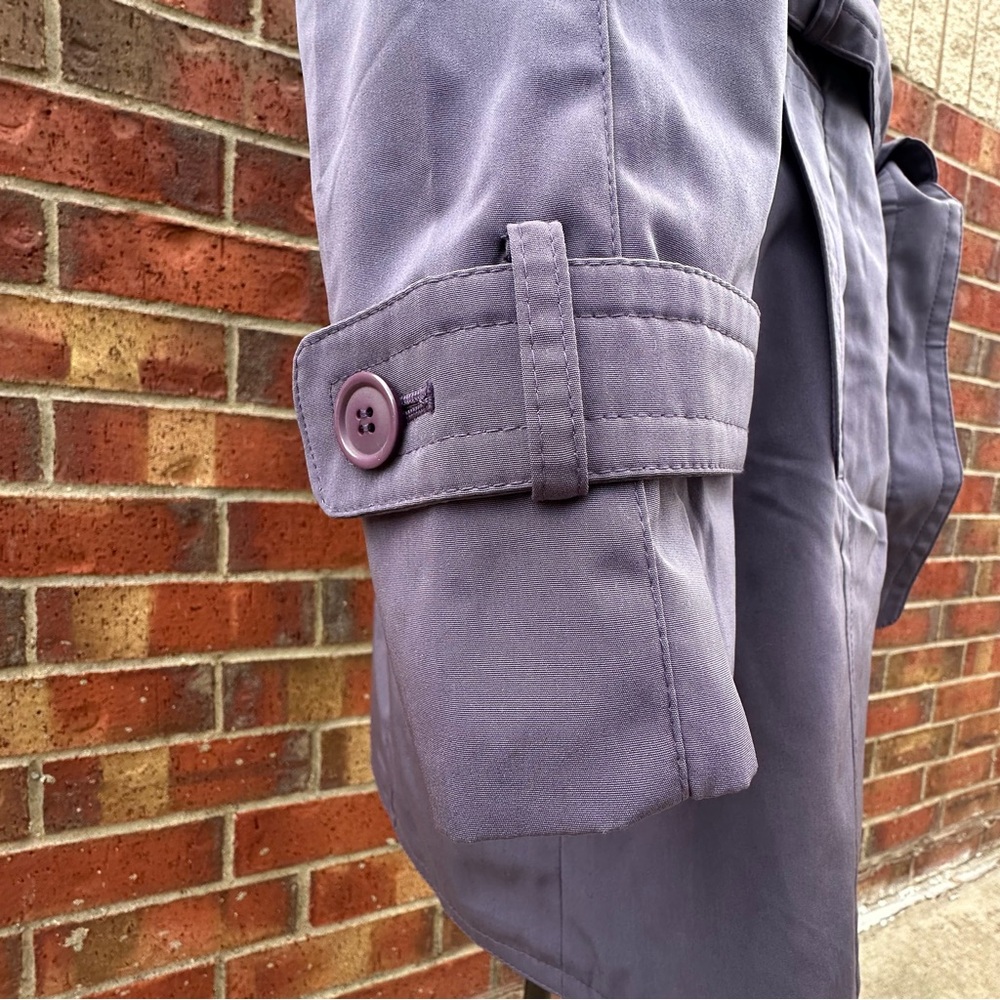 London Fog Women Lavender Trench Coat Lightweight Minimalist Belted Classic Chic - Picture 12 of 16
